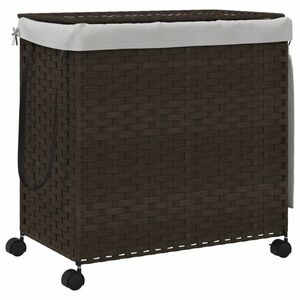 vidaXL sötétbarna rattan szennyeskosár kerekekkel 60x35x60, 5 cm kép