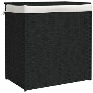 vidaXL fekete polyrattan szennyeskosár 2 rekesszel 53x33x57 cm kép