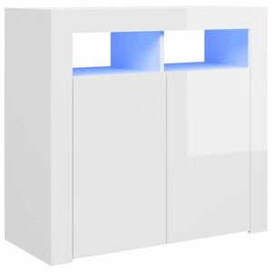 vidaXL magasfényű fehér tálalószekrény LED-lámpákkal 80 x 35 x 75 cm kép