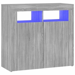 vidaXL szürke sonoma tálalószekrény LED-világítással 80 x 35 x 75 cm kép