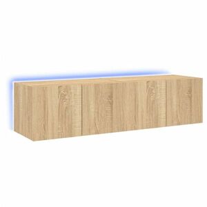 vidaXL 2 db sonoma tölgy színű fali TV-szekrény LED-del 60x35x31 cm kép