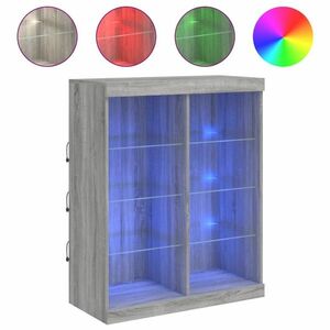 vidaXL szürke sonoma színű tálalószekrény LED-ekkel 81 x 37 x 100 cm kép