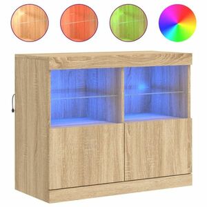 vidaXL sonoma tölgy színű tálalószekrény LED-ekkel 81 x 37 x 67 cm kép