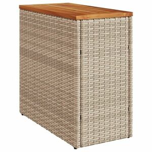 vidaXL bézs polyrattan kerti kisasztal fa asztallappal 58x27, 5x55 cm kép