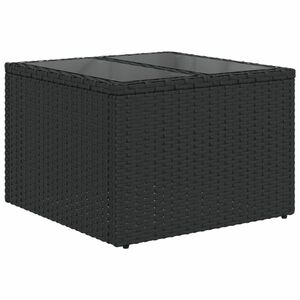 vidaXL fekete polyrattan üveglapos kerti asztal 55 x 55 x 37 cm kép