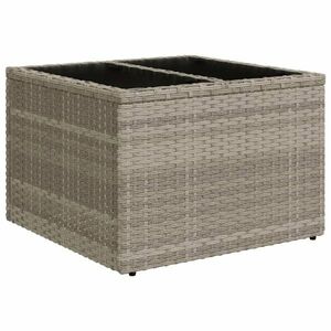 vidaXL világosszürke polyrattan üveglapos kerti asztal 55x55x37 cm kép