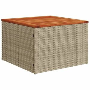 vidaXL bézs polyrattan és akácfa kerti asztal 55 x 55 x 37 cm kép