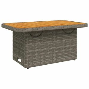 vidaXL szürke polyrattan és akácfa kerti asztal 90 x 55 x 71 cm kép