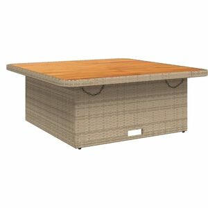 vidaXL bézs polyrattan és akácfa kerti asztal 110 x 110 x 71 cm kép