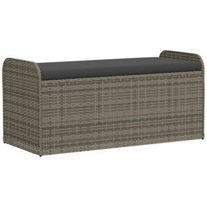 vidaXL szürke polyrattan tárolópad párnával 115 x 51 x 52 cm kép