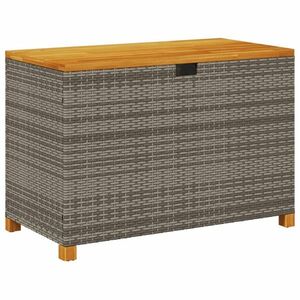 vidaXL szürke polyrattan és akácfa kerti tárolóláda 110 x 55 x 63 cm kép