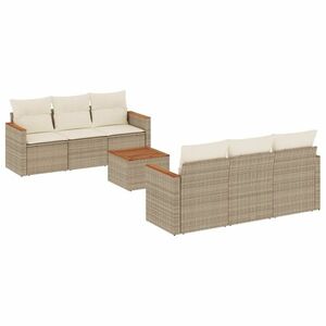 vidaXL 7 részes bézs polyrattan kerti ülőgarnitúra párnákkal kép