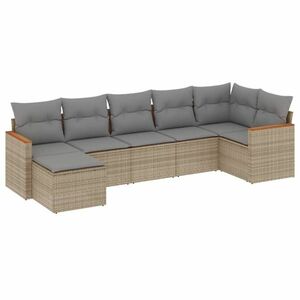 vidaXL 7 részes bézs polyrattan kerti ülőgarnitúra párnákkal kép