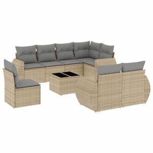 vidaXL 9-részes bézs polyrattan kerti ülőgarnitúra párnákkal kép