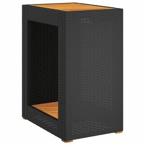 vidaXL fekete polyrattan kerti kisasztal fa asztallappal 60x40x75 cm kép