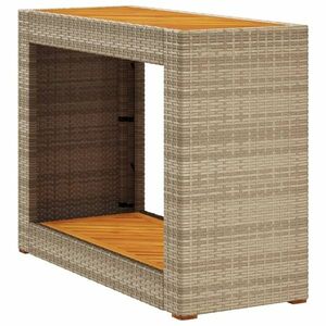 vidaXL bézs polyrattan kerti kisasztal fa asztallappal 100x40x75 cm kép