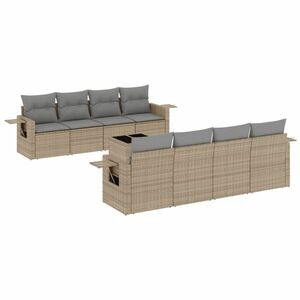 vidaXL 9-részes bézs polyrattan kerti ülőgarnitúra párnákkal kép