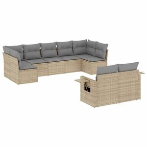 vidaXL 9-részes bézs polyrattan kerti ülőgarnitúra párnákkal kép