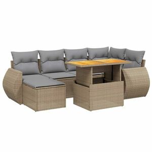 vidaXL 7 részes bézs polyrattan kerti ülőgarnitúra párnákkal kép