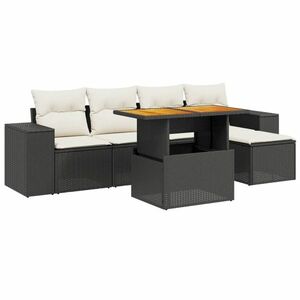 vidaXL 6 részes fekete polyrattan kerti ülőgarnitúra párnákkal kép