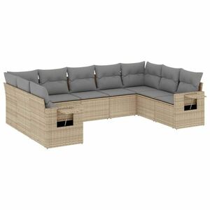 vidaXL 9 részes bézs polyrattan kerti ülőgarnitúra párnákkal kép