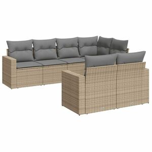 vidaXL 7 részes bézs polyrattan kerti ülőgarnitúra párnákkal kép