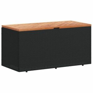 vidaXL fekete polyrattan és akácfa kerti tárolóláda 110 x 50 x 54 cm kép