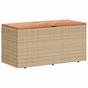 vidaXL bézs polyrattan és akácfa kerti tárolóláda 110 x 50 x 54 cm kép