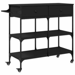 vidaXL fekete szerelt fa zsúrkocsi 105 x 42 x 95 cm kép