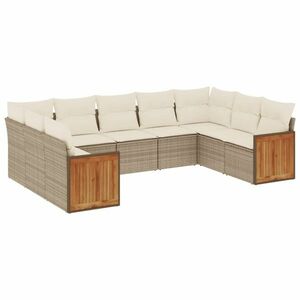 vidaXL 9-részes bézs polyrattan kerti ülőgarnitúra párnákkal kép