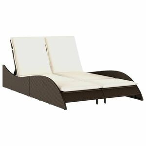 vidaXL barna polyrattan napozóágy párnákkal 114x205x73 cm kép