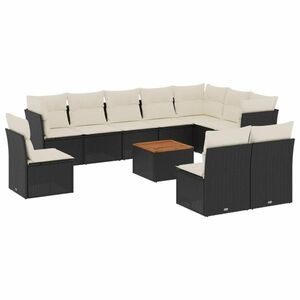 vidaXL 11 részes fekete polyrattan kerti ülőgarnitúra párnákkal kép