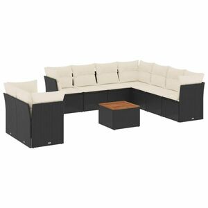 vidaXL 11 részes fekete polyrattan kerti ülőgarnitúra párnákkal kép