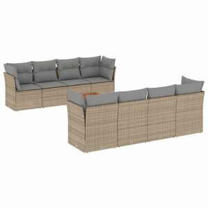 vidaXL 9 részes bézs polyrattan kerti ülőgarnitúra párnákkal kép
