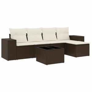vidaXL 6 részes barna polyrattan kerti ülőgarnitúra párnával kép