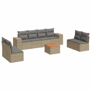 vidaXL 9-részes bézs polyrattan kerti ülőgarnitúra párnákkal kép