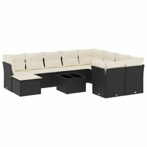 vidaXL 11 részes fekete polyrattan kerti ülőgarnitúra párnákkal kép