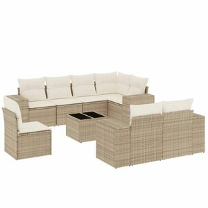 vidaXL 9-részes bézs polyrattan kerti ülőgarnitúra párnákkal kép