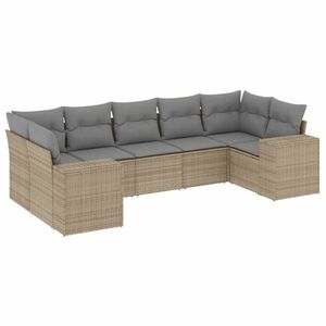 vidaXL 7 részes bézs polyrattan kerti ülőgarnitúra párnákkal kép