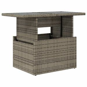 vidaXL szürke polyrattan üveglapos kerti asztal 100x55x73 cm kép