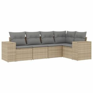 vidaXL 5 részes bézs polyrattan kerti ülőgarnitúra párnákkal kép