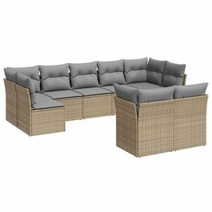 vidaXL 9-részes bézs polyrattan kerti ülőgarnitúra párnákkal kép