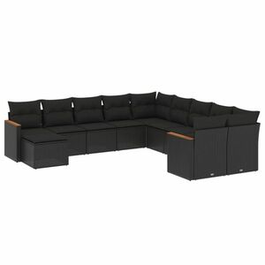 vidaXL 11 részes fekete polyrattan kerti ülőgarnitúra párnákkal kép