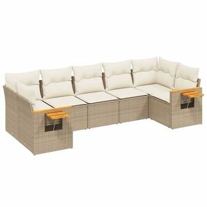 vidaXL 7 részes bézs polyrattan kerti ülőgarnitúra párnákkal kép
