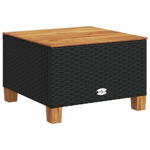 vidaXL fekete polyrattan és akácfa kerti asztal 55 x 55 x 36 cm kép