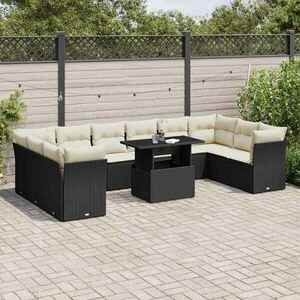 vidaXL 11 részes fekete polyrattan kerti ülőgarnitúra párnákkal kép