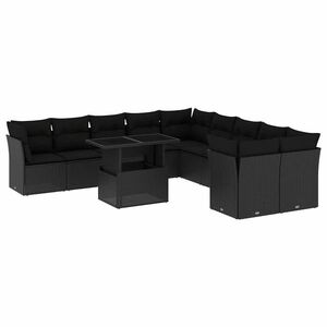 vidaXL 11 részes fekete polyrattan kerti ülőgarnitúra párnákkal kép