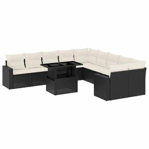 vidaXL 11 részes fekete polyrattan kerti ülőgarnitúra párnákkal kép