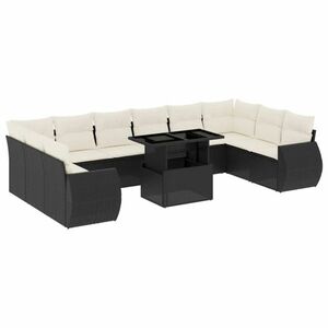 vidaXL 11 részes fekete polyrattan kerti ülőgarnitúra párnákkal kép