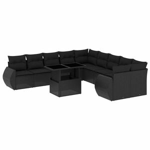 vidaXL 11 részes fekete polyrattan kerti ülőgarnitúra párnákkal kép